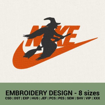 Nike Witch Halloween logo machine embroidery design