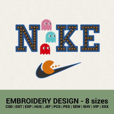 Nike Pac-Man logo machine embroidery design