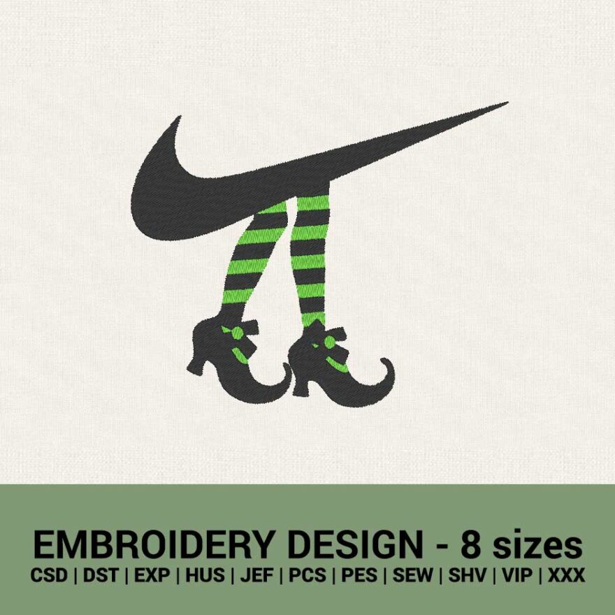 Nike Witch socks swoosh machine embroidery design