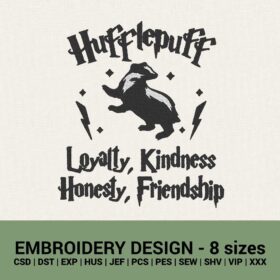 Hufflepuff Loyalty Kindness machine embroidery design