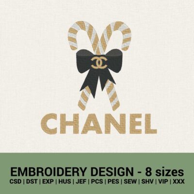 Chanel Christmas Cane logo machine embroidery design