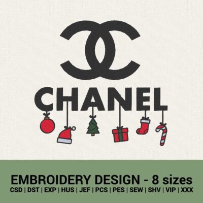 Chanel Christmas gifts logo machine embroidery design