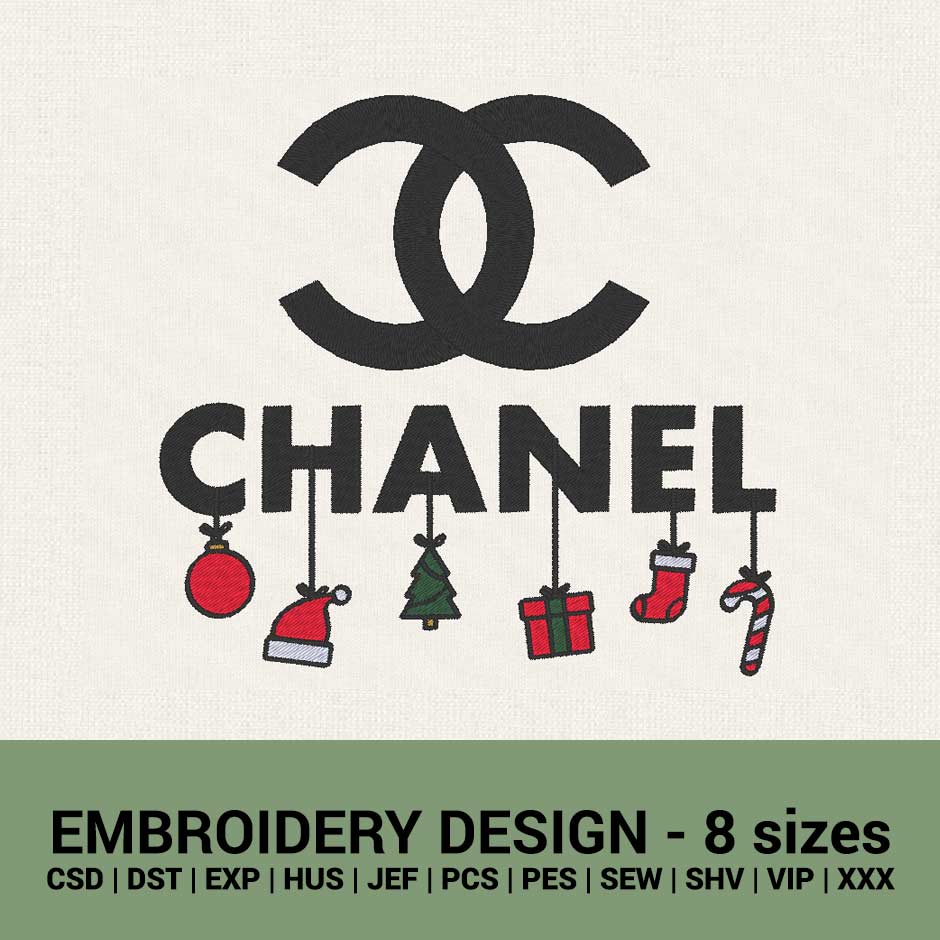 Chanel Christmas gifts logo machine embroidery design new