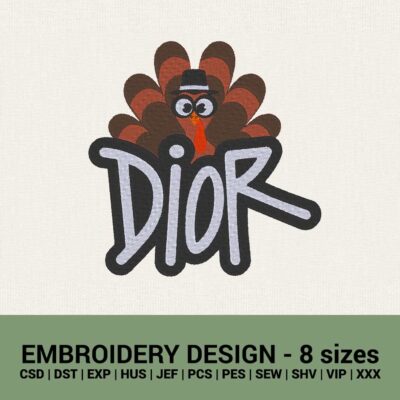 Dior Thanksgiving Day logo machine embroidery design