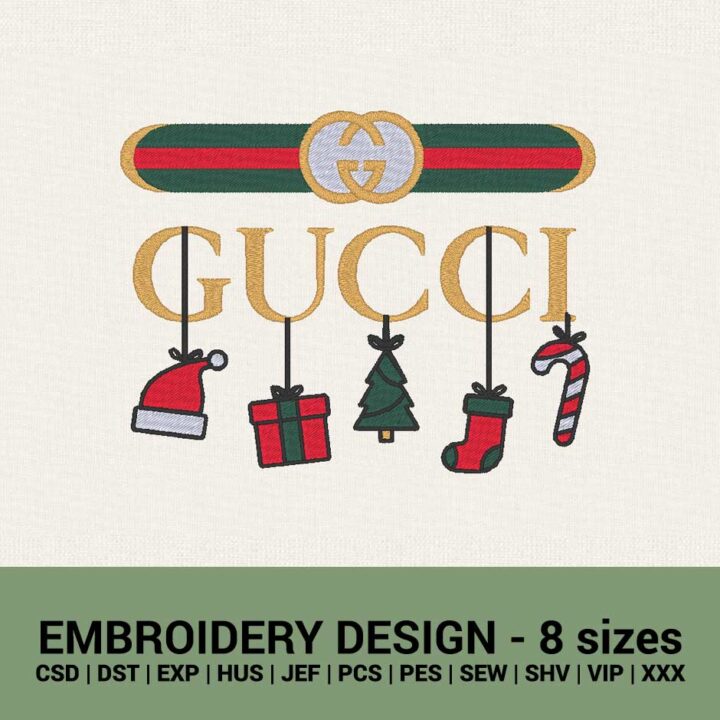 GUCCI CHRISTMAS GIFTS LOGO MACHINE EMBROIDERY DESIGN FILES