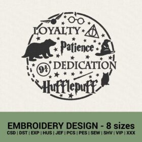 Harry Potter Hufflepuff round machine embroidery design