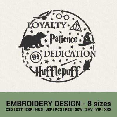 Harry Potter Hufflepuff round machine embroidery design