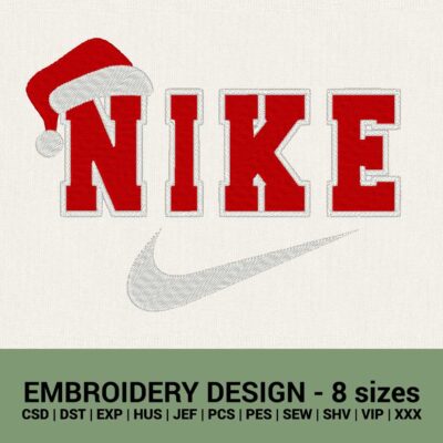 Nike Christmas Santa hat logo machine embroidery design