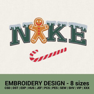 Nike Gingerbread man Christmas logo machine embroidery design