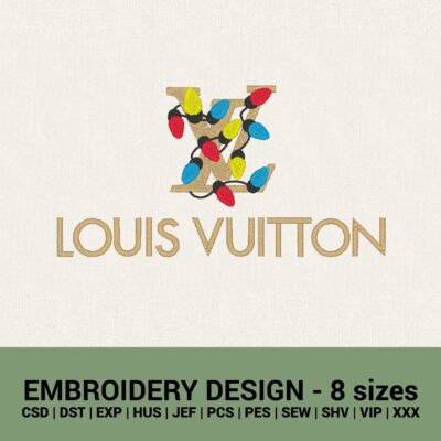 Louis Vuitton Christmas Lights logo machine embroidery design files
