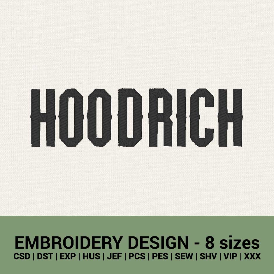 Hoodrich logo machine embroidery design instant downoad new