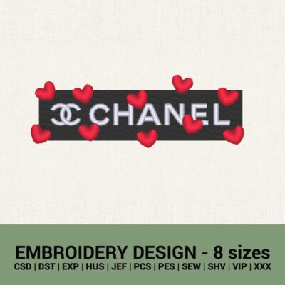 Chanel Valentine's Day Hearts logo machine embroidery design