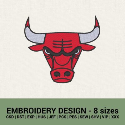Chicago Bulls logo machine embroidery design