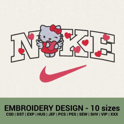 Nike Valentine's Day Hello Kitty logo machine embroidery design