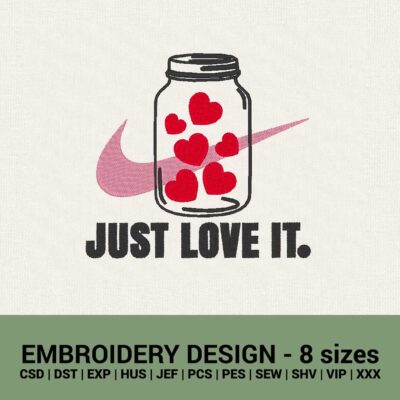 nike valentines just love it logo machine embroidery design instant download