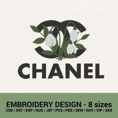 chanel spring flower logo machine embroidery design