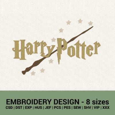 Harry Potter magic wand embroidery design instant download