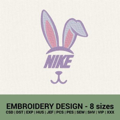 Nike bunny ears logo machine embroidery design