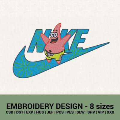 Nike logo Patrick star SpongeBob machine embroidery design instant download