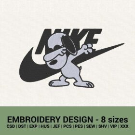 nike snoopy logo machine embroidery design files instant download