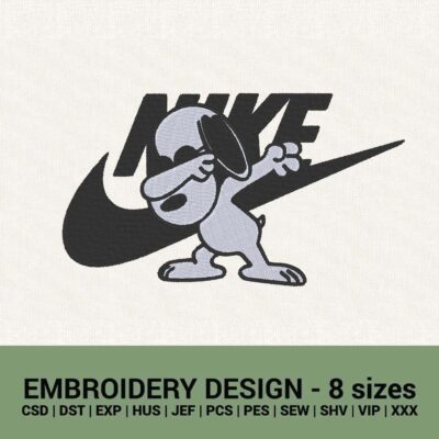 nike snoopy logo machine embroidery design files instant download
