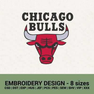 Chicago Bulls logo official machine embroidery design