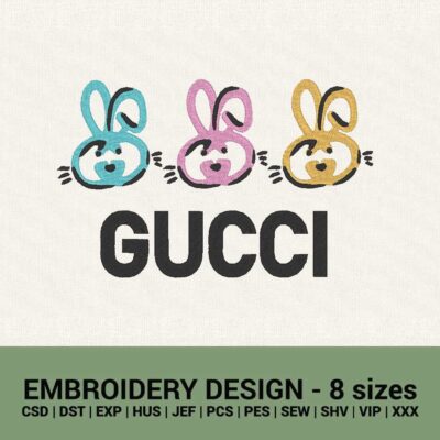 Gucci Easter Bunnies logo embroidery design