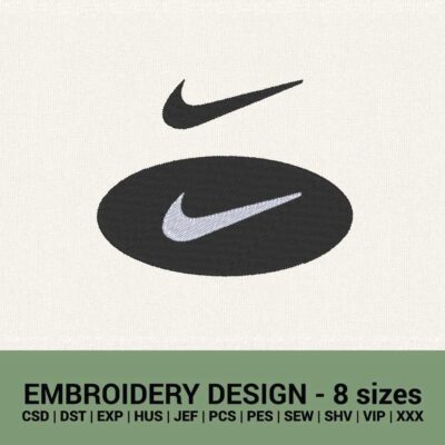 Nike double swoosh round logo machine embroidery design