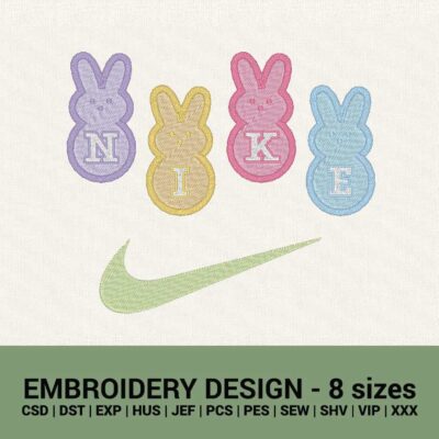 Nike Easter bunnies logo embroidery design instant download