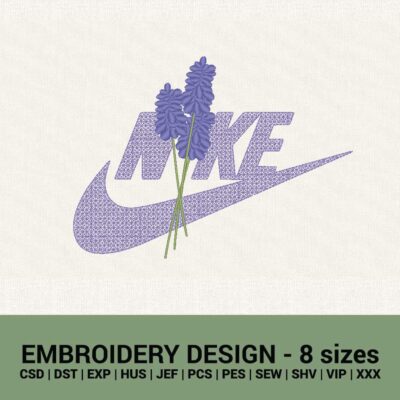 Nike flowers logo machine embroidery design instant download