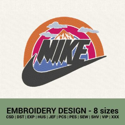 Nike Wilderness Mountain logo machine embroidery design