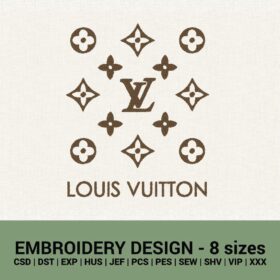 Louis Vuitton pattern logo machine embroidery design instant download