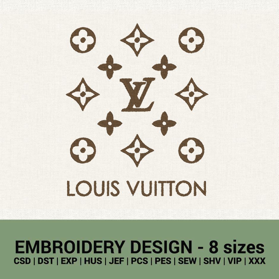 LOUIS VUITTON PATTERN LOGO MACHINE EMBROIDERY DESIGN INSTANT DOWNLOAD