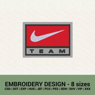Nike team logo badge machine embroidery design