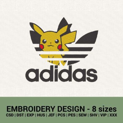 adidas pikachu logo machine embroidery design