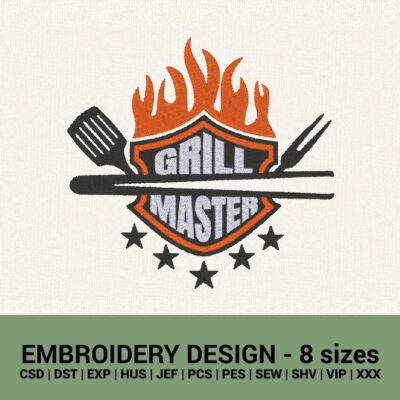 grill master stars machine embroidery design