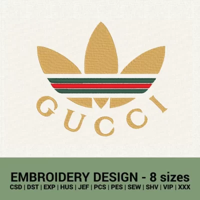 Gucci adidas logo machine embroidery design