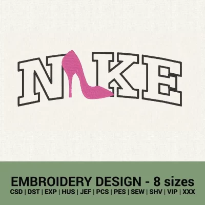Nike Barbie Shoe logo machine embroidery design