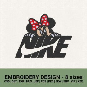 Nike Minnie logo machine embroidery design instant download