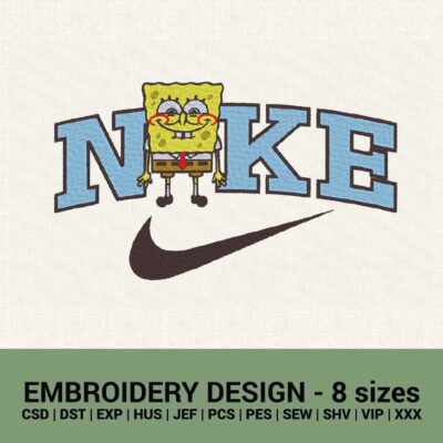 Nike SpongeBob logo machine embroidery design