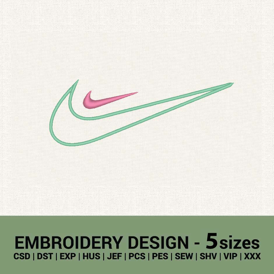 NIKE TWO SWOOSH LOGO MACHINE EMBROIDERY DESIGN INSTANT DOWNLOAD