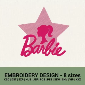 barbie star logo machine embroidery design instant download