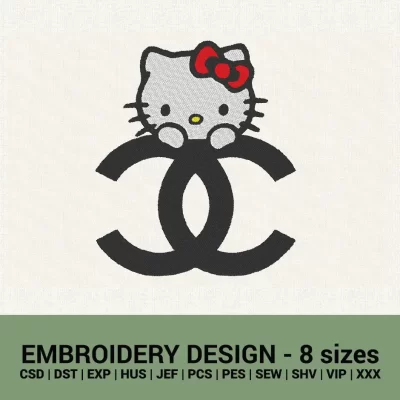 Chanel Hello Kitty logo machine embroidery design