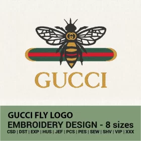 Gucci fly logo embroidery design