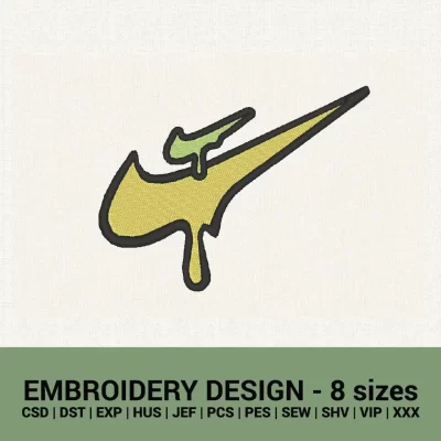 Nike double swoosh dripping logo machine embroidery design instant download