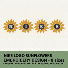 nike logo sunflowers embroidery files instant download