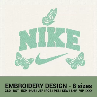 Nike one-color butterfly logo embroidery design