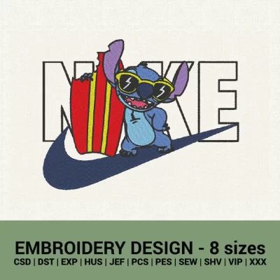 Nike Summer Stitch logo machine embroidery design instant download