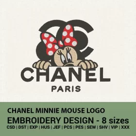 chanel minnie mouse logo embroidery design