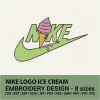 Nike logo ice cream embroidery design instant download